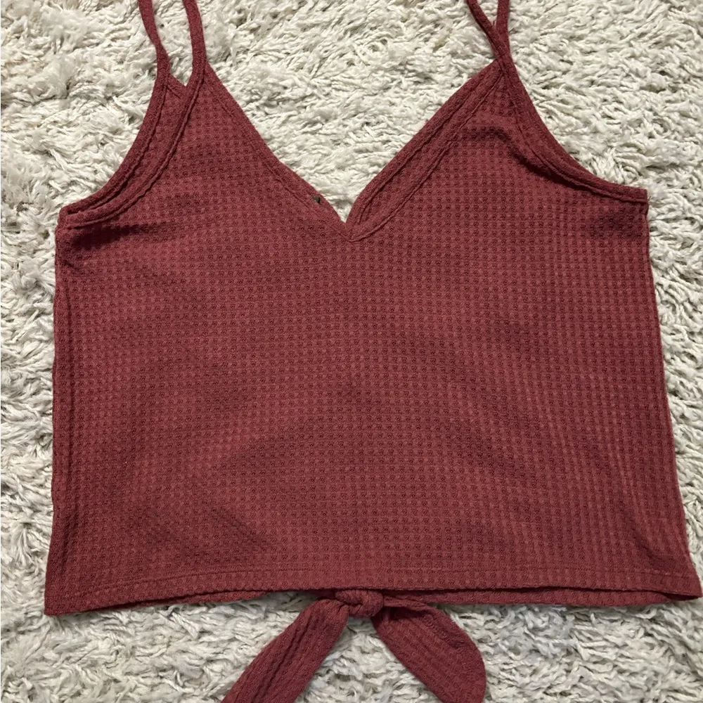 Wild Fable  Rust Cropped Women's Button-Down Tie-Front Spaghetti Strap Size M - Image 5