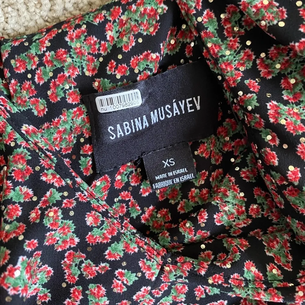 Sabina Musayev Revolve Skip floral flounce cami blouse Black Size XS - Image 3