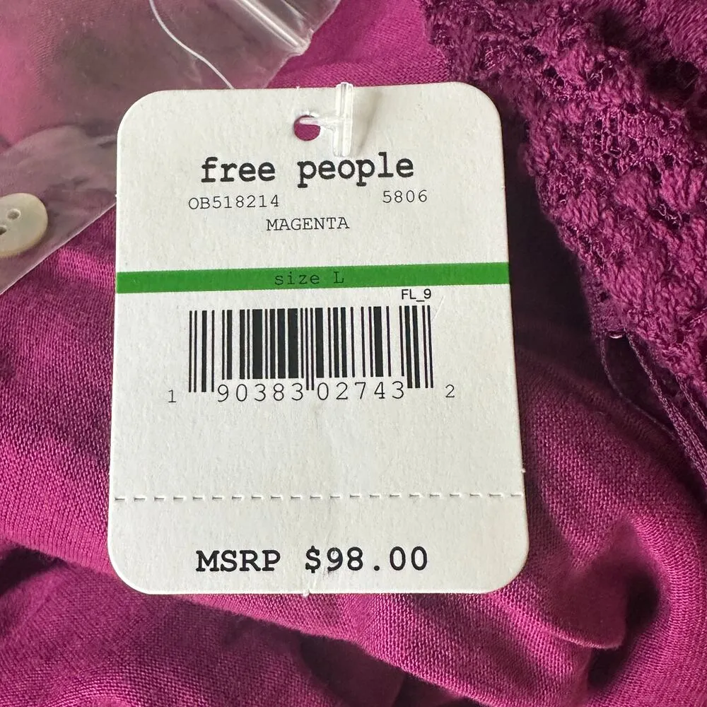 NWT Free People Daydream Dress Womens L Magenta Purple Lace Sleeveless Backless - Image 8