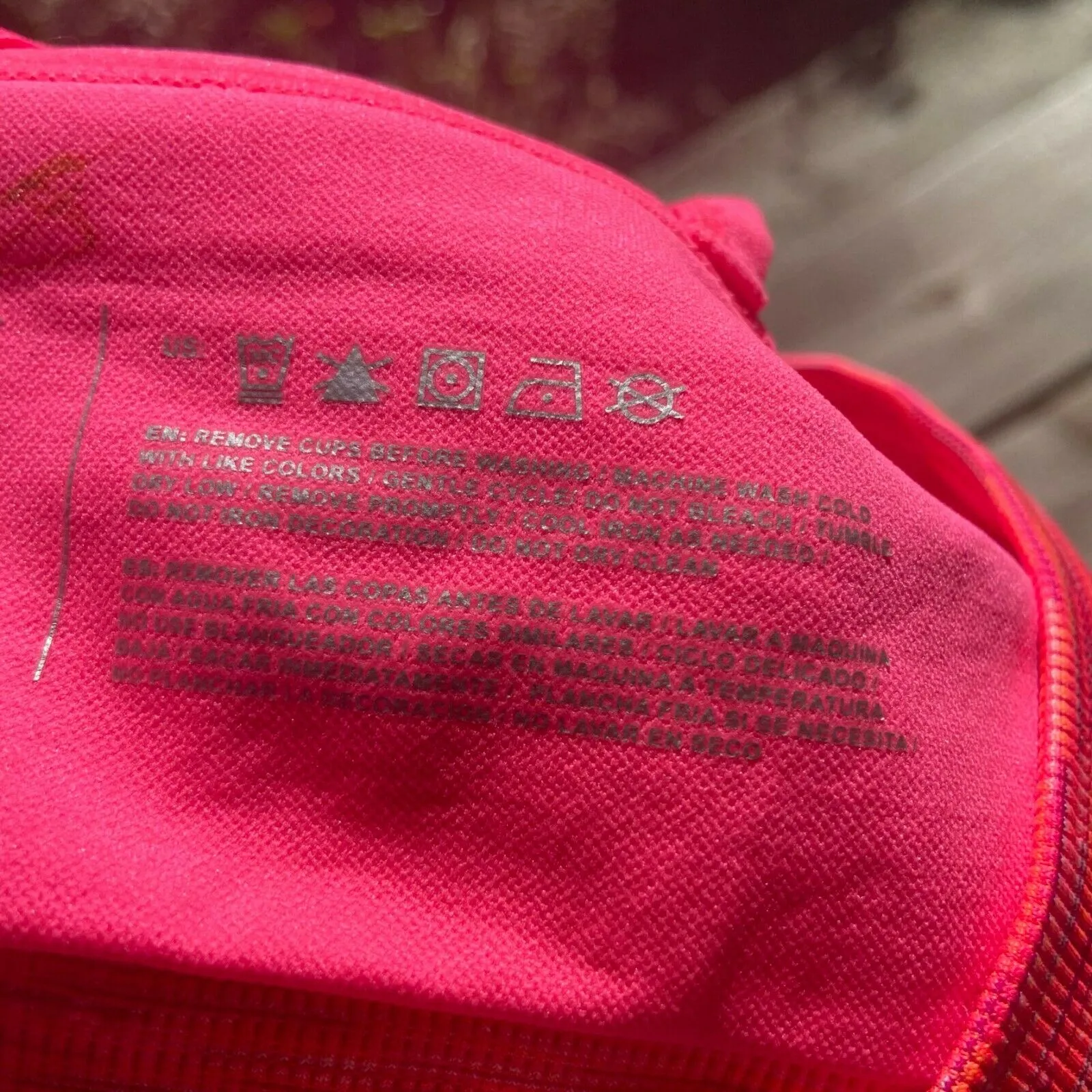 Reebok Womens Sports Bra Size‎ XS Space Dye Neon Pink Crop Top Strappy Pads - Image 4