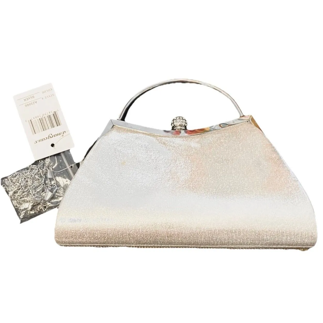 Silver Rhinestone Convertible Crossbody Clutch Purse Evening Bag D'Margeaux NWT - Image 7