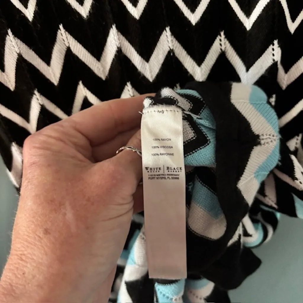 White House Black Market Sweater Dress Blue White Chevron Ombre Striped Knit L - Image 4
