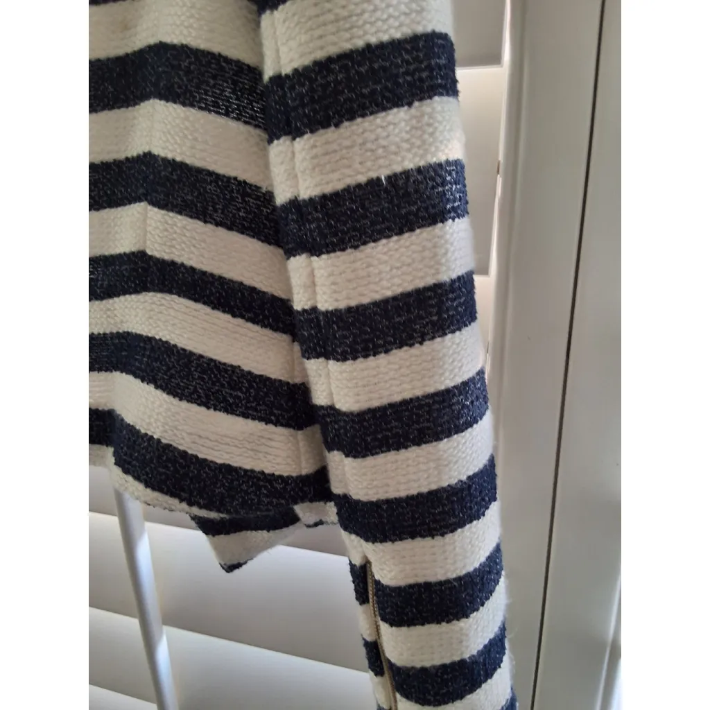 BCBGeneration Size S Womens Blue White Stripe Zip Blazer Jacket - Image 3