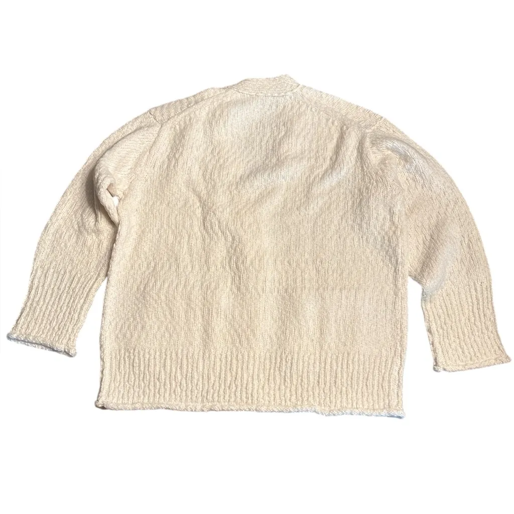 J Crew women Relaxed cardigan textured yarn wool blend oversized cream Sz XS NWT - Image 3