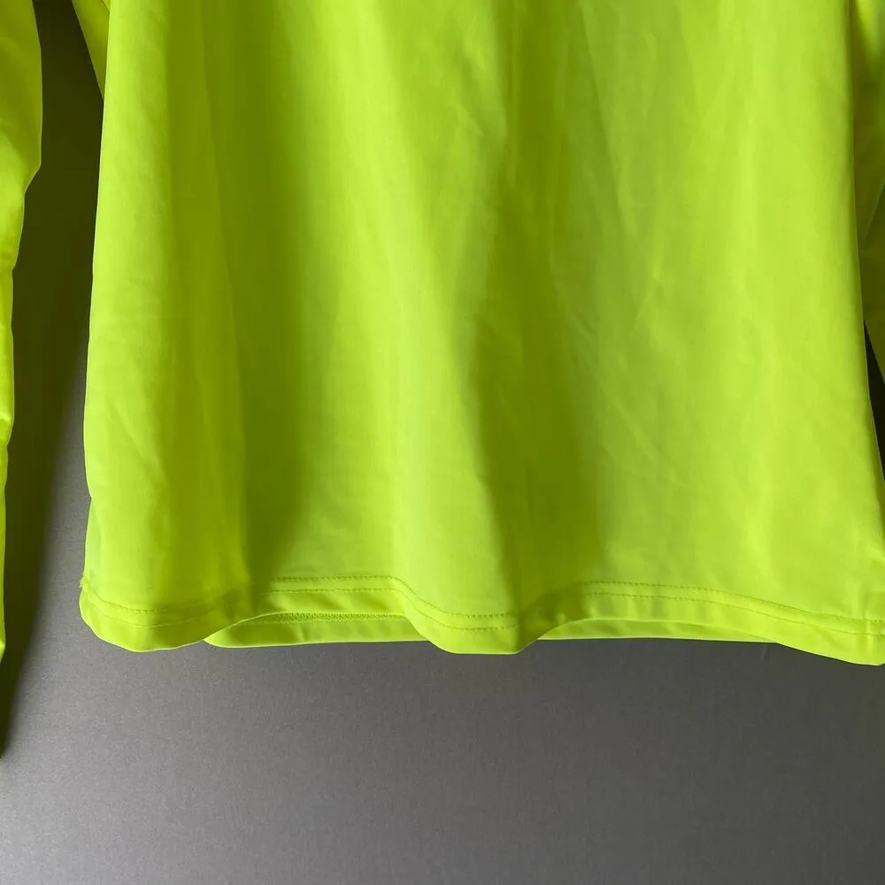 Bebe sz M yellow neon long sleeve spell out compression‎ top - Image 3
