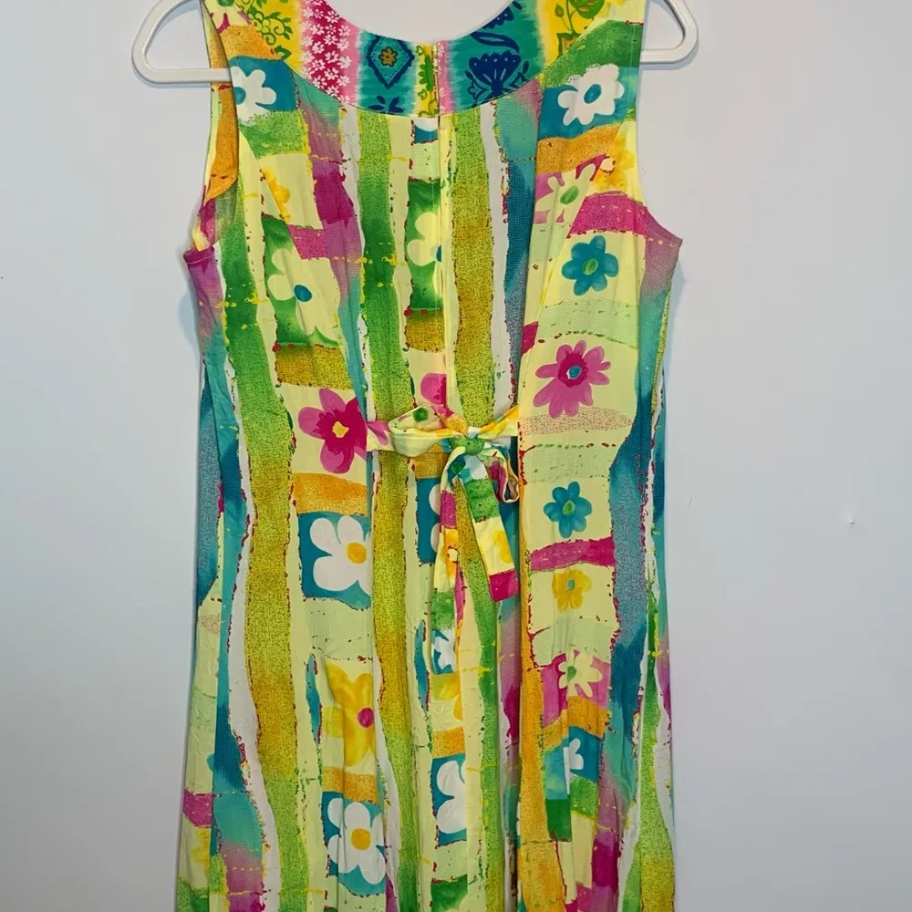 Jams World Vintage 1980s Maxi Dress Dacy Hibiscus Floral Print Tie Back - Image 4