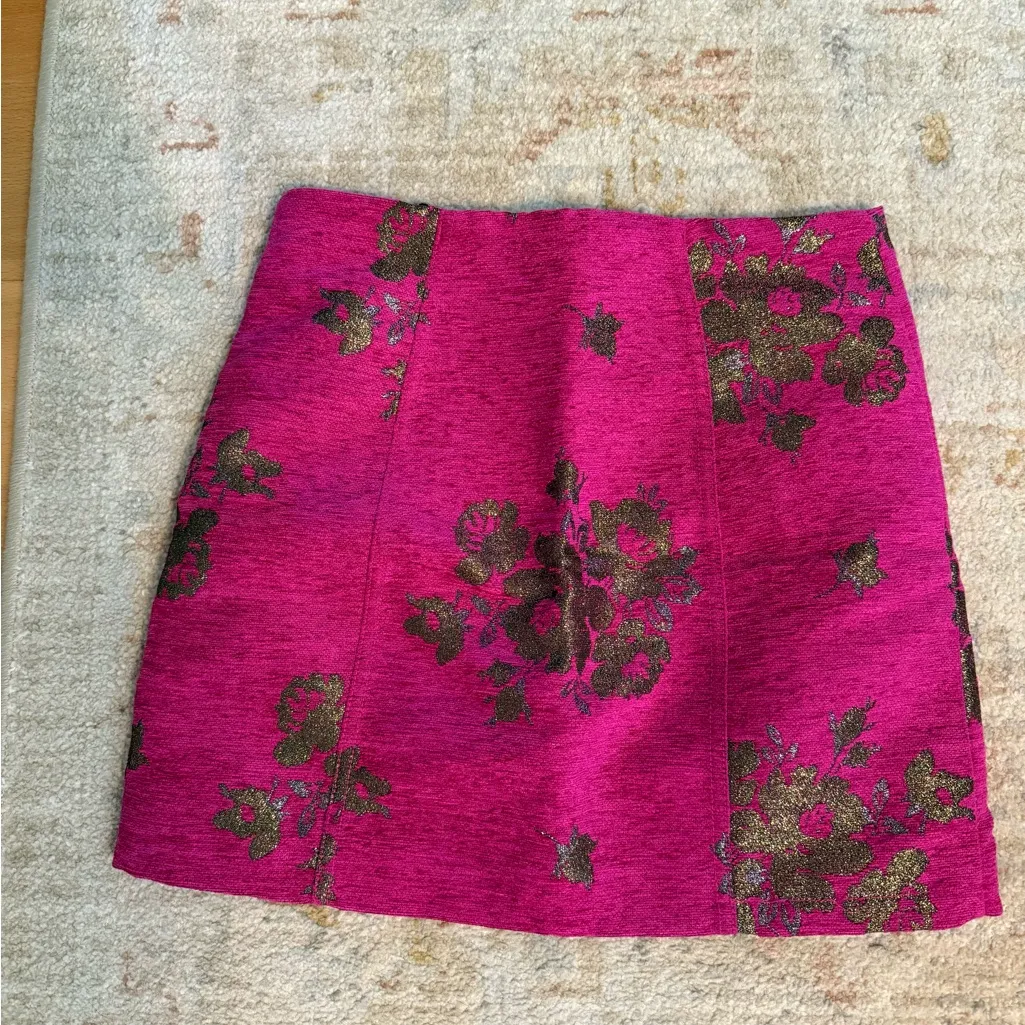 Free People Fuchsia Floral Mini Skirt - Image 6