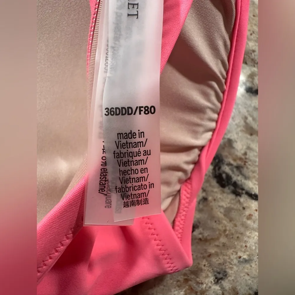 Victoria’s Secret Halter Bikini Top Scallop Twist Tie Coral SZ 36 DDD New - Image 7