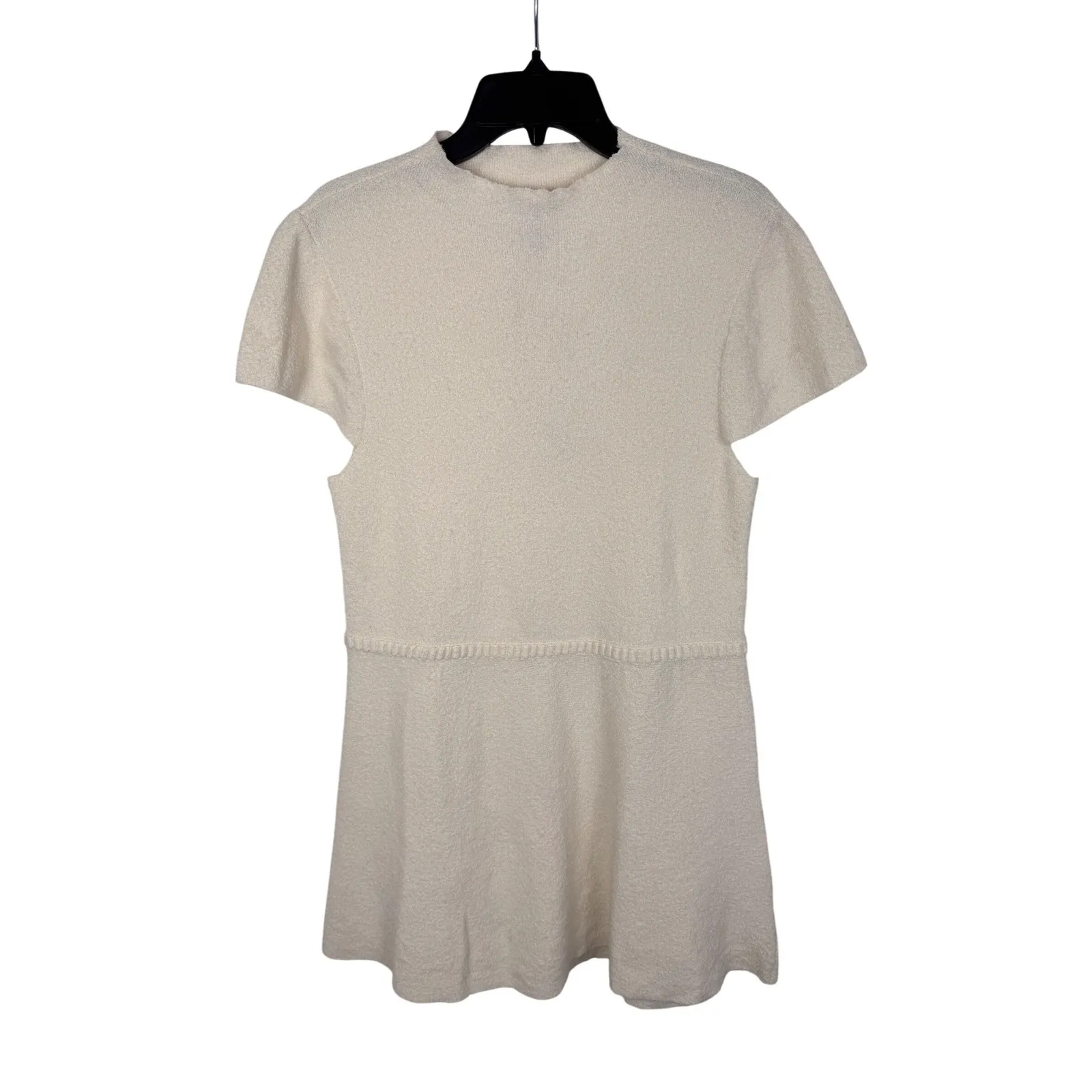 AQUA Women's Cream Textured Short Sleeve Fit & Flare Mini Dress -‎ XXL - Image 6