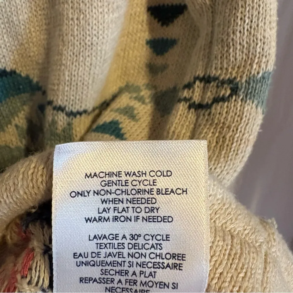 Chaps Short Sleeve Sweater Women 1X Tribal Dolman Cotton Linen Double Knit Aztec - Image 9