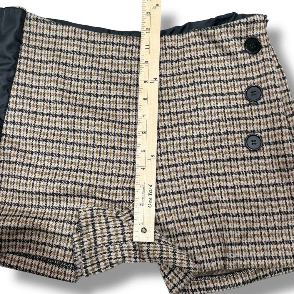 Love Tree Houndstooth Knit Button Side Mini Skort Tan‎ Black Large - Image 13
