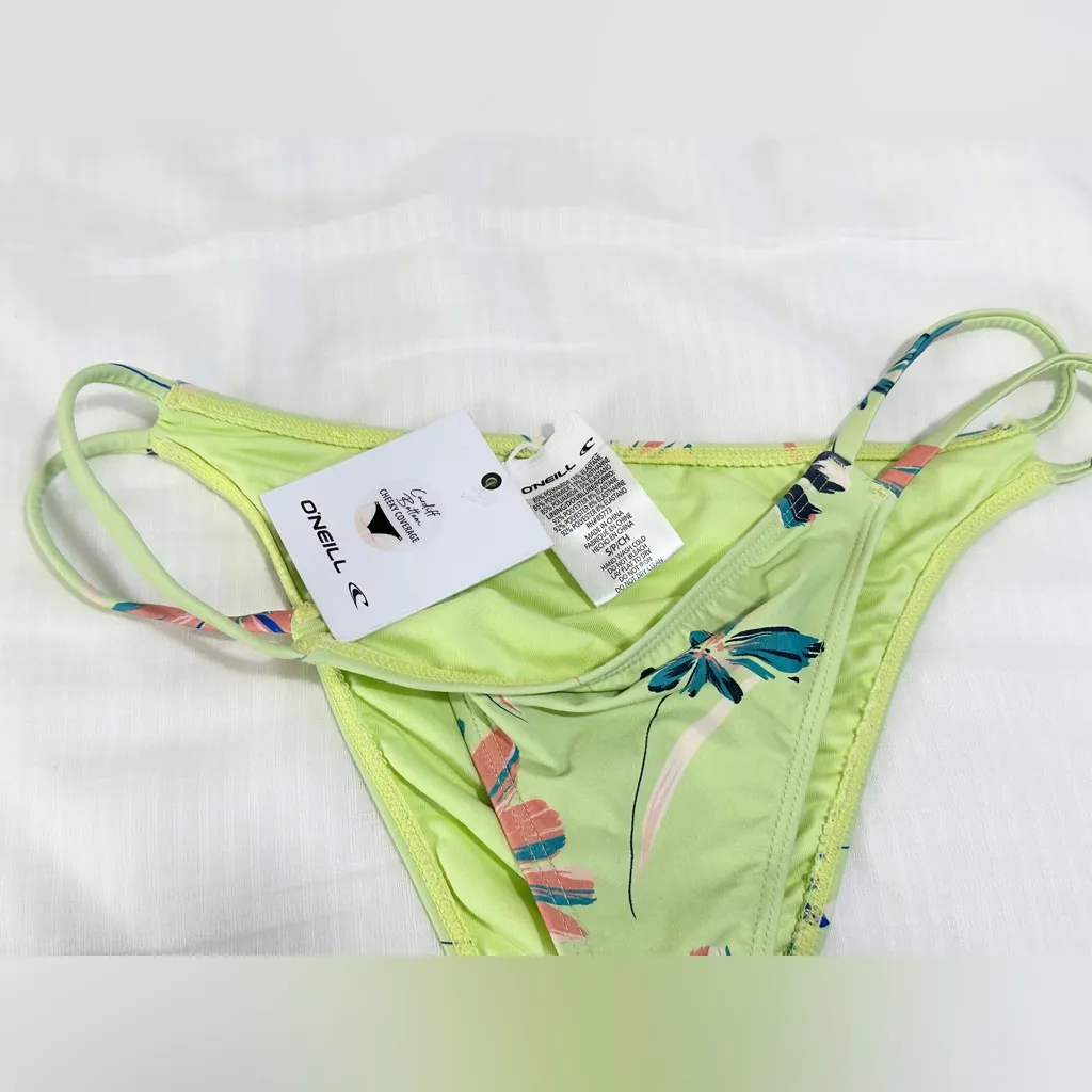 NWT O'Neill Strappy Cardiff Brook Cheeky Bikini Bottoms - Green Floral - S - Image 5