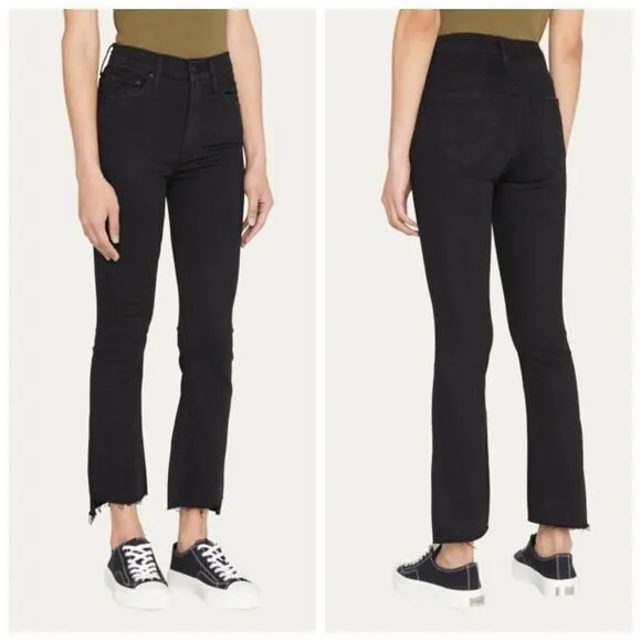 MOTHER Insider Crop Step Fray Jeans Not Guilty Black Women’s Size 25 Raw Hem - Image 2
