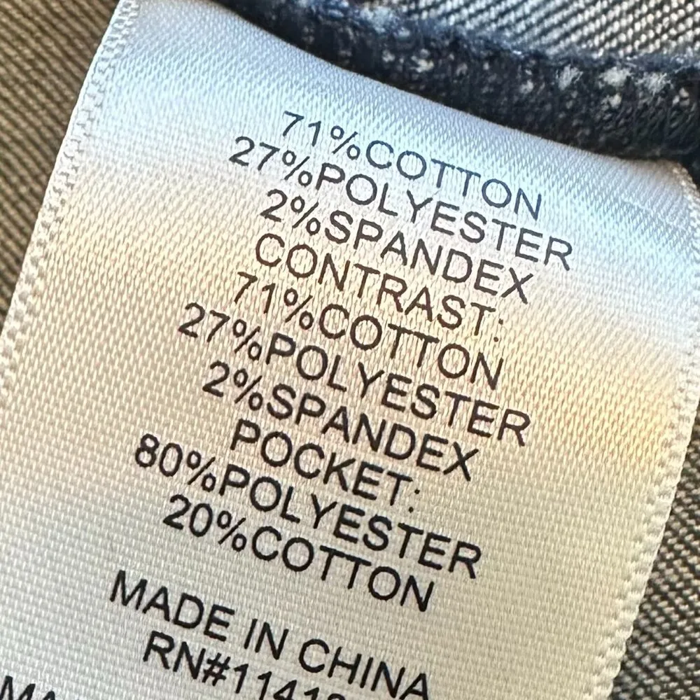 Frye And Co Denim Jean Jacket Southwestern Print Dark Wash Long Sleeve Large Blue - Image 11