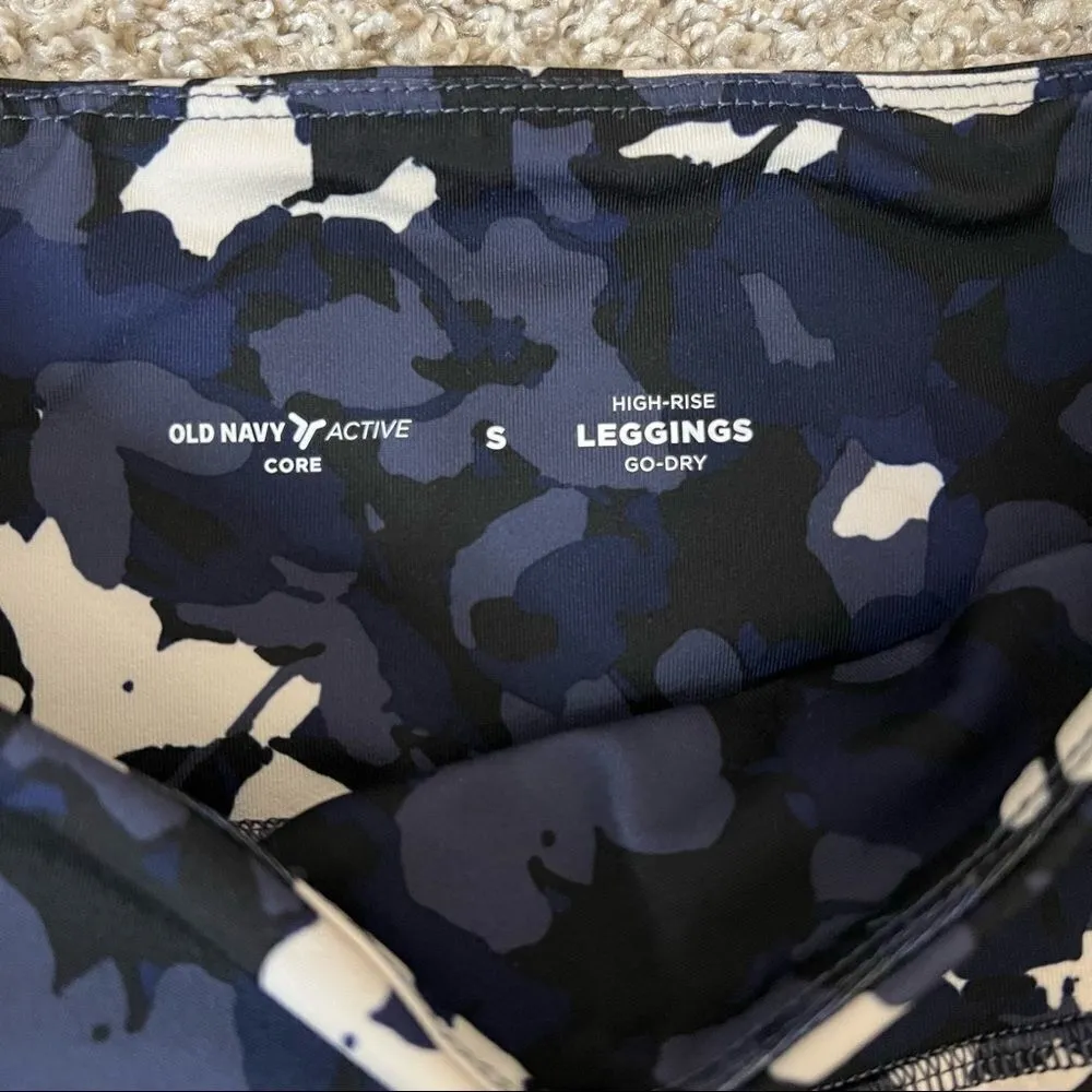 Old Navy High-Waisted PowerPress 7/8-Length Navy Floral Leggings Size S - Image 8