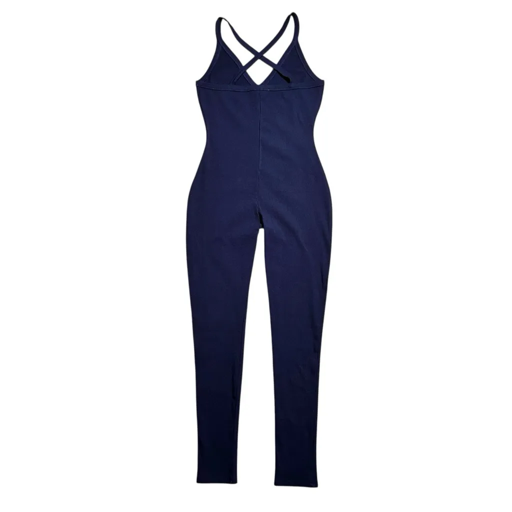 NEW Naked Wardrobe X Is Back Snatched Jumpsuit XL Navy Ribbed Sleeveless NWT - Image 5