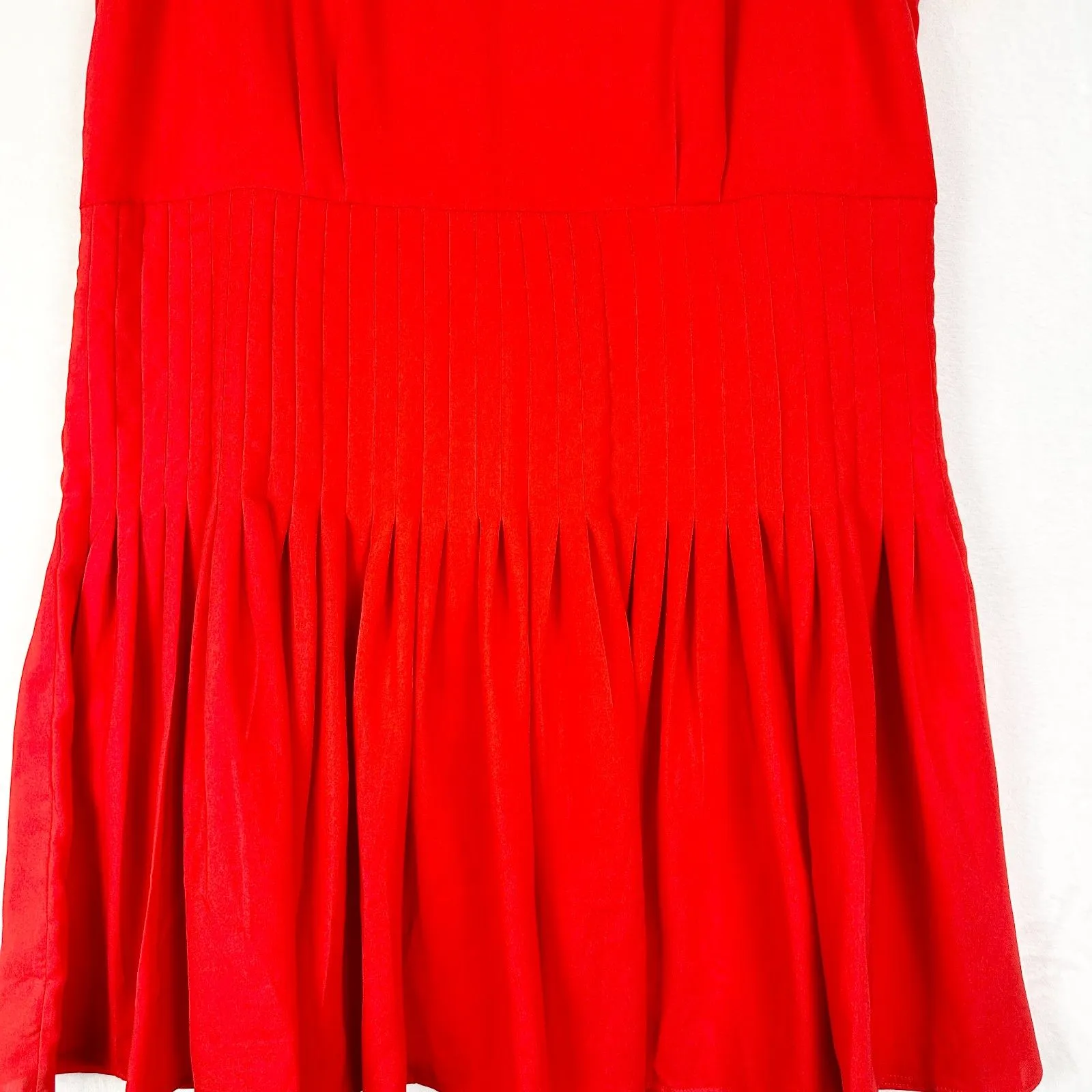Ann Taylor Pleated Flare Dress Size 18 NWT Drop Waist Red Orange - Image 6