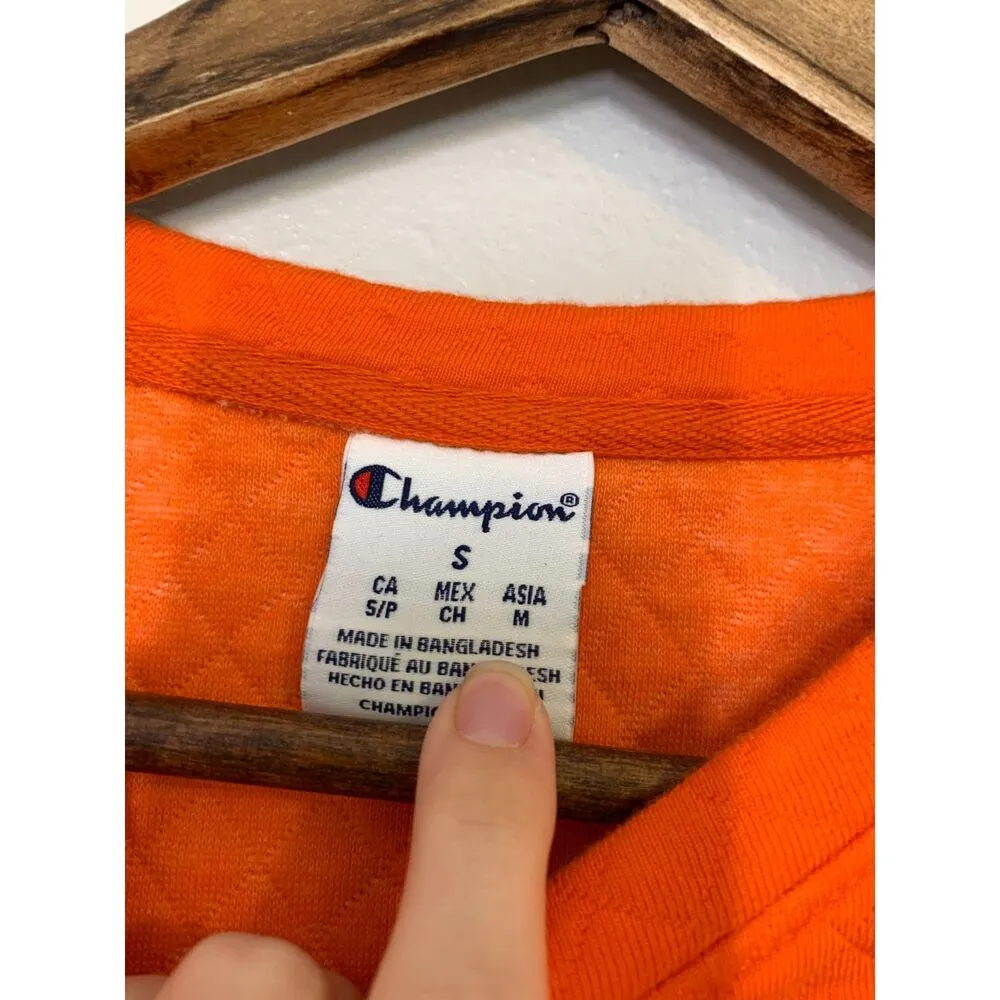 Champion Clemson Tigers Quilted Orange Crewneck Long Sleeve Shirt Womens Sz S - Image 6