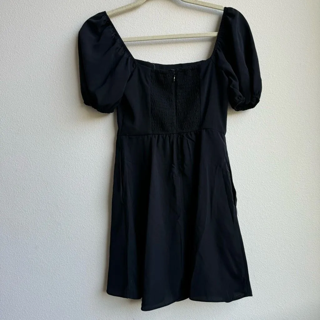 NWT Abercrombie & Fitch Black Puff Sleeve Chiffon Mini Dress Size XS Corset - Image 5