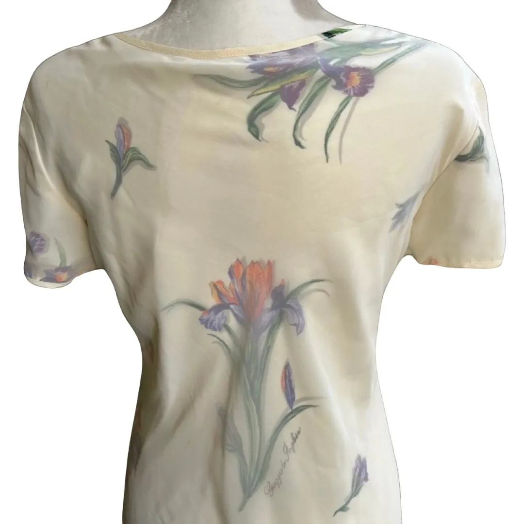 Vintage Ivory Iris Chiffon Sheer Overlay High - Image 14