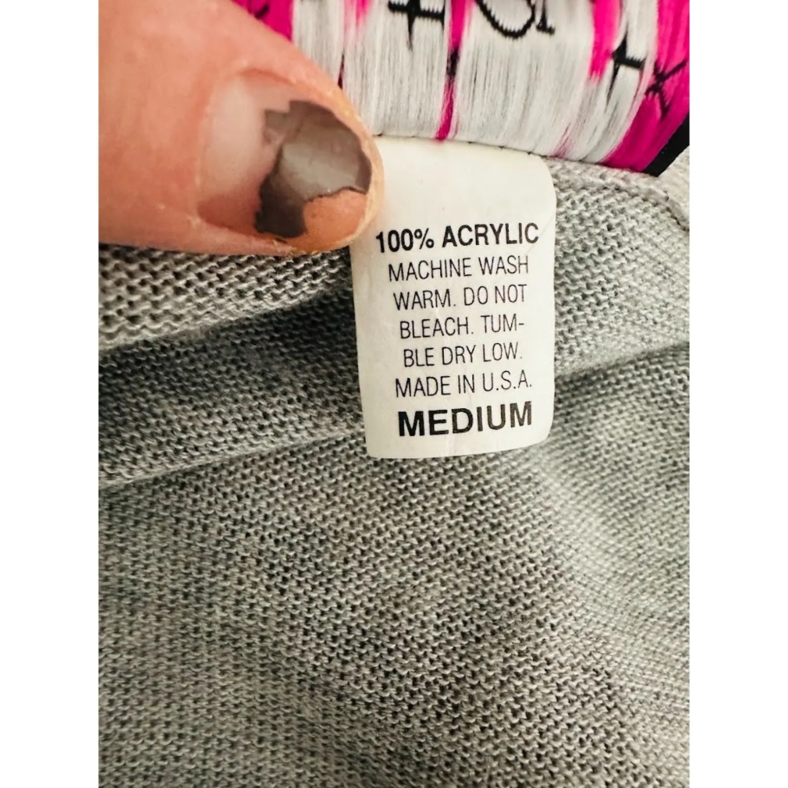 Y2K Vintage Hot Shot Grey Cardigan Tie Sweater Shrug Crochet Bell Sleeve Women M Gray Size M - Image 7