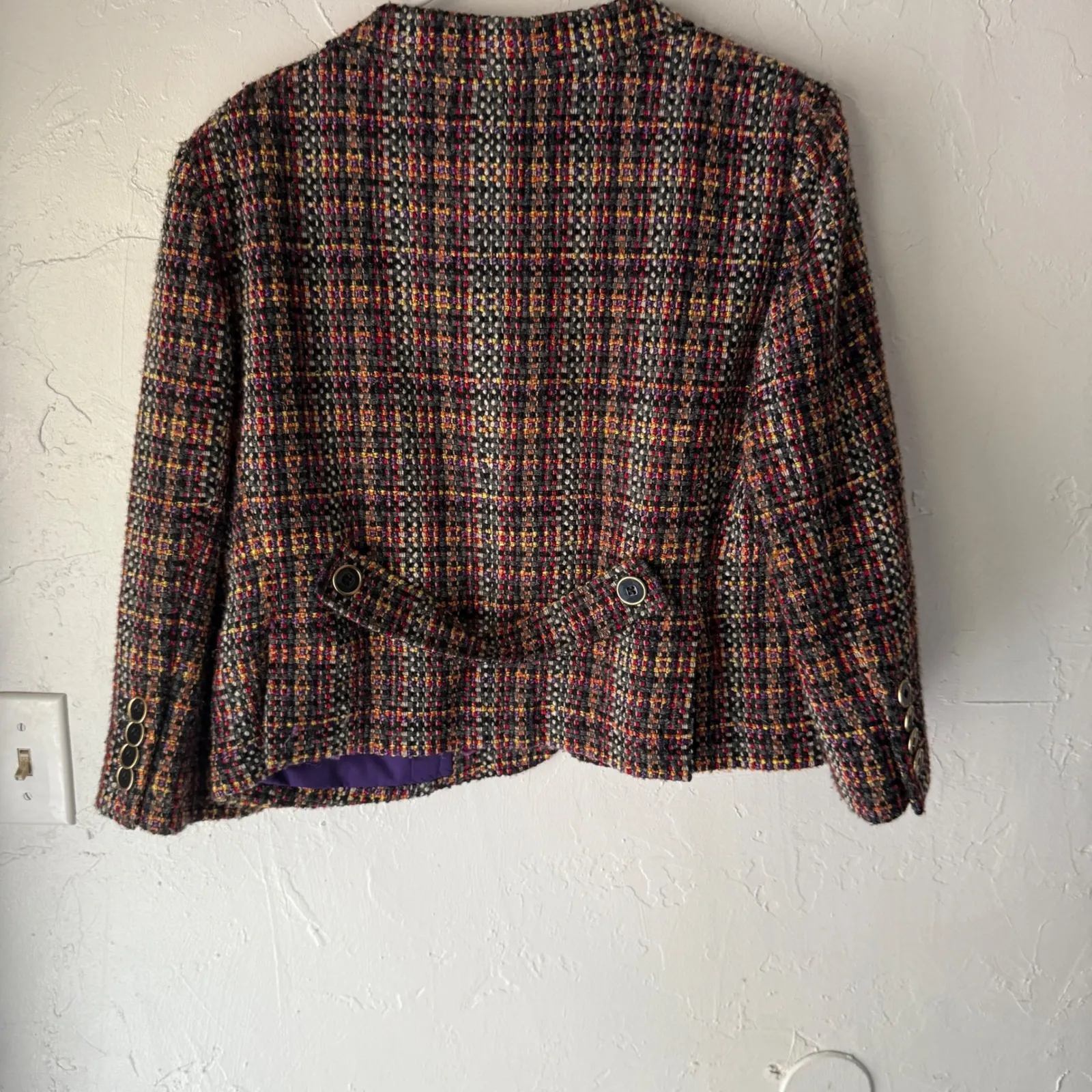 DKNY Donna Karan New York Tweed Blazer Jacket Size 14 Multicolor Career Wear‎ - Image 5
