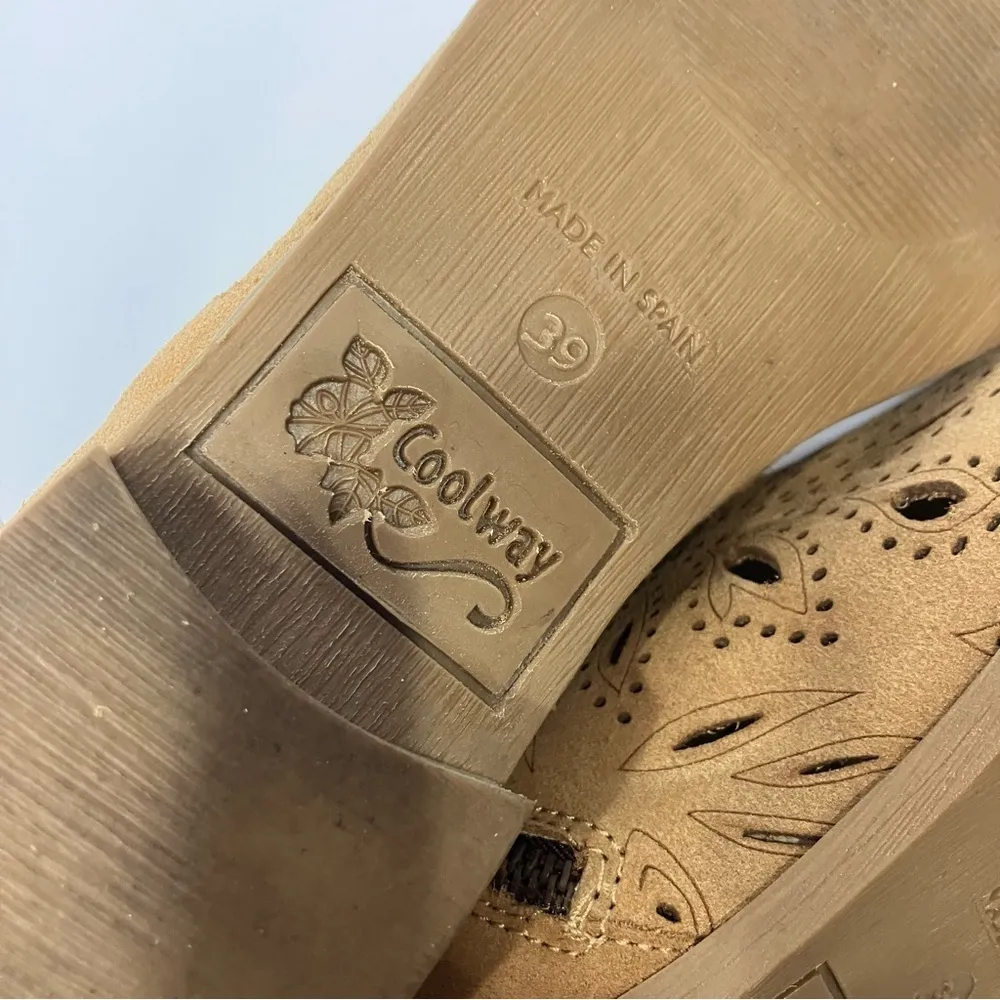 Coolway‎ Nelia open toe laser cut booties tan leather size 39 - Image 10