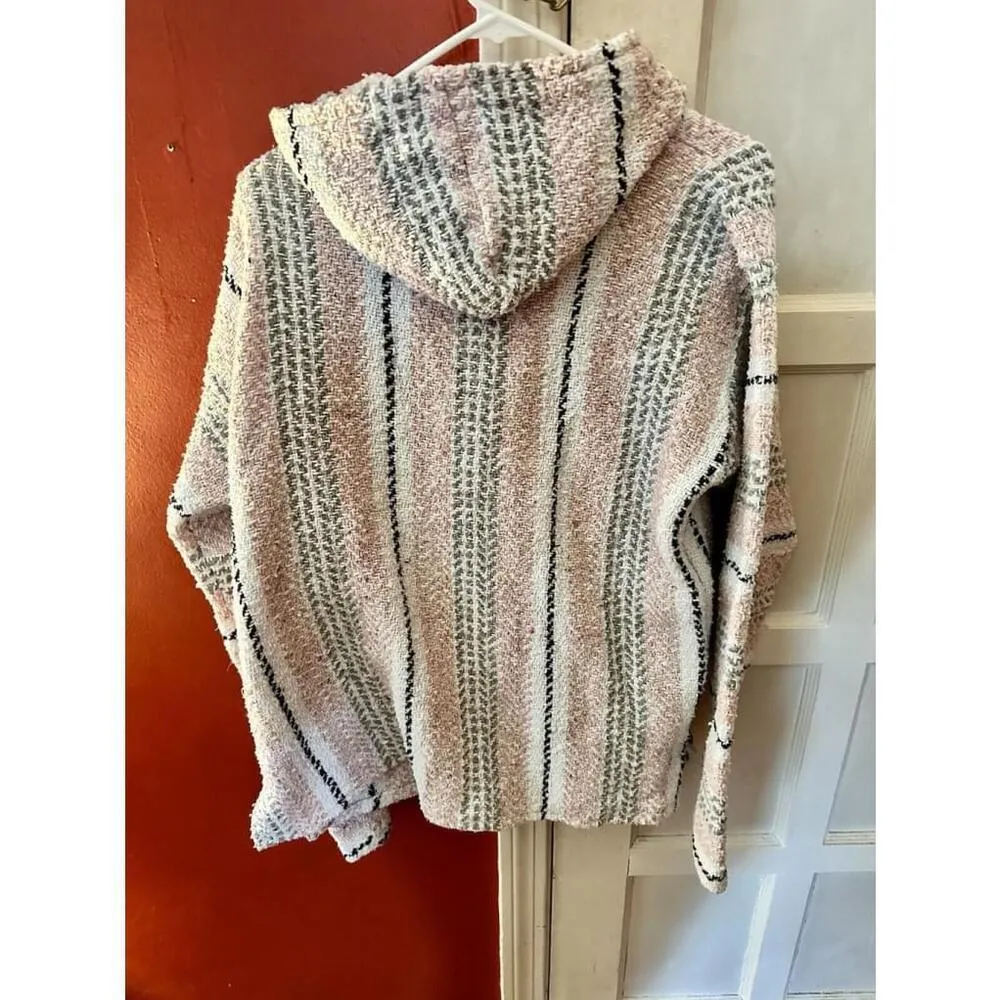 Earth Ragz Women Size Medium Pink Geometric Baja Style Hippie Hoodie W/ Pockets - Image 7