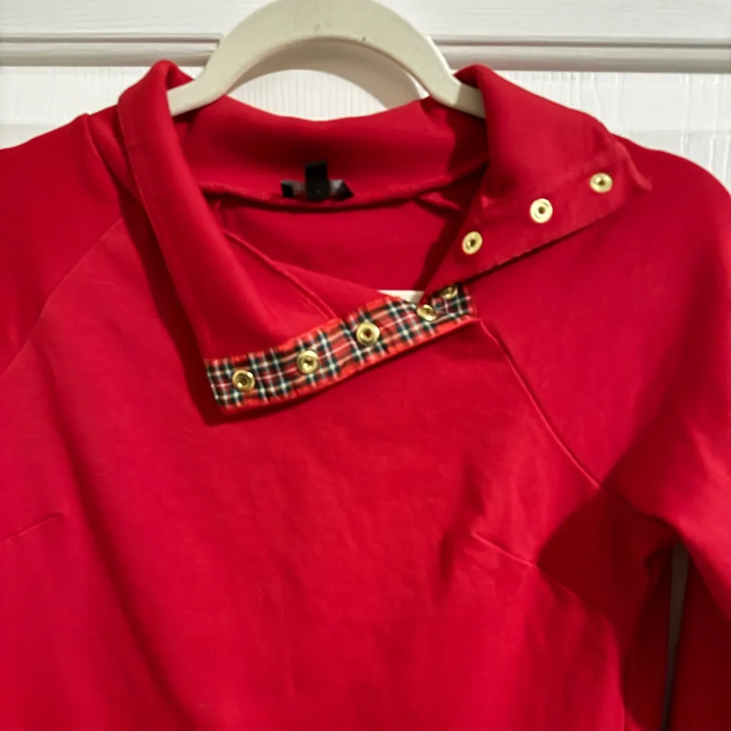 Talbots Snap Button Detail Knit Dress Red Mini Size Small - Image 4