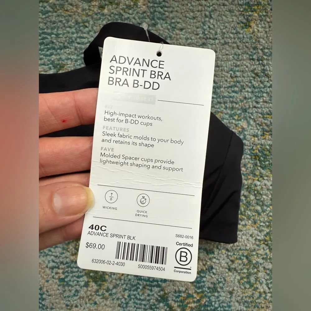 NWT Athleta Advance Sprint high impact black sports bra, size 40C - Image 4