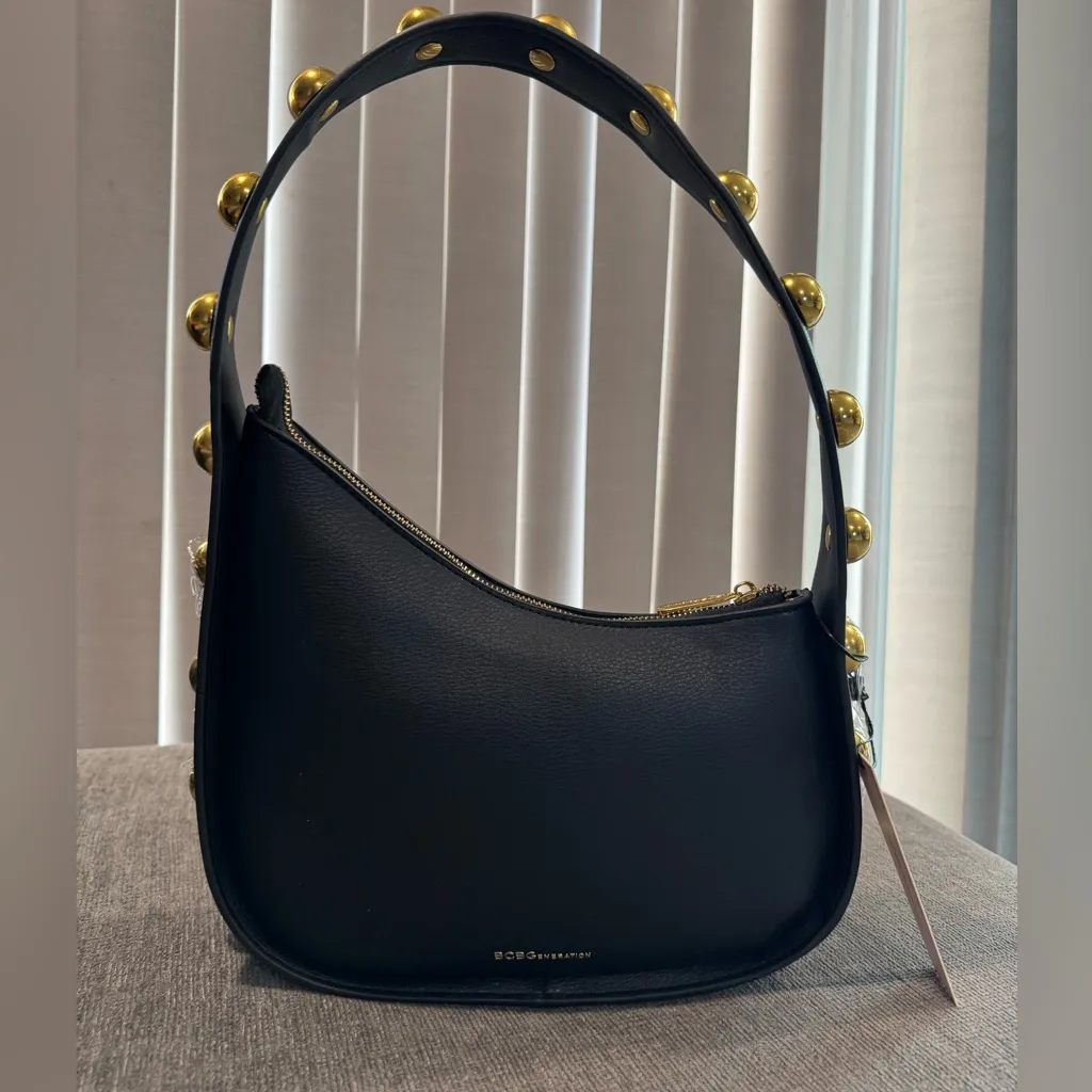 BCBGeneration Black Shoulder Bag with Gold Details - Image 5