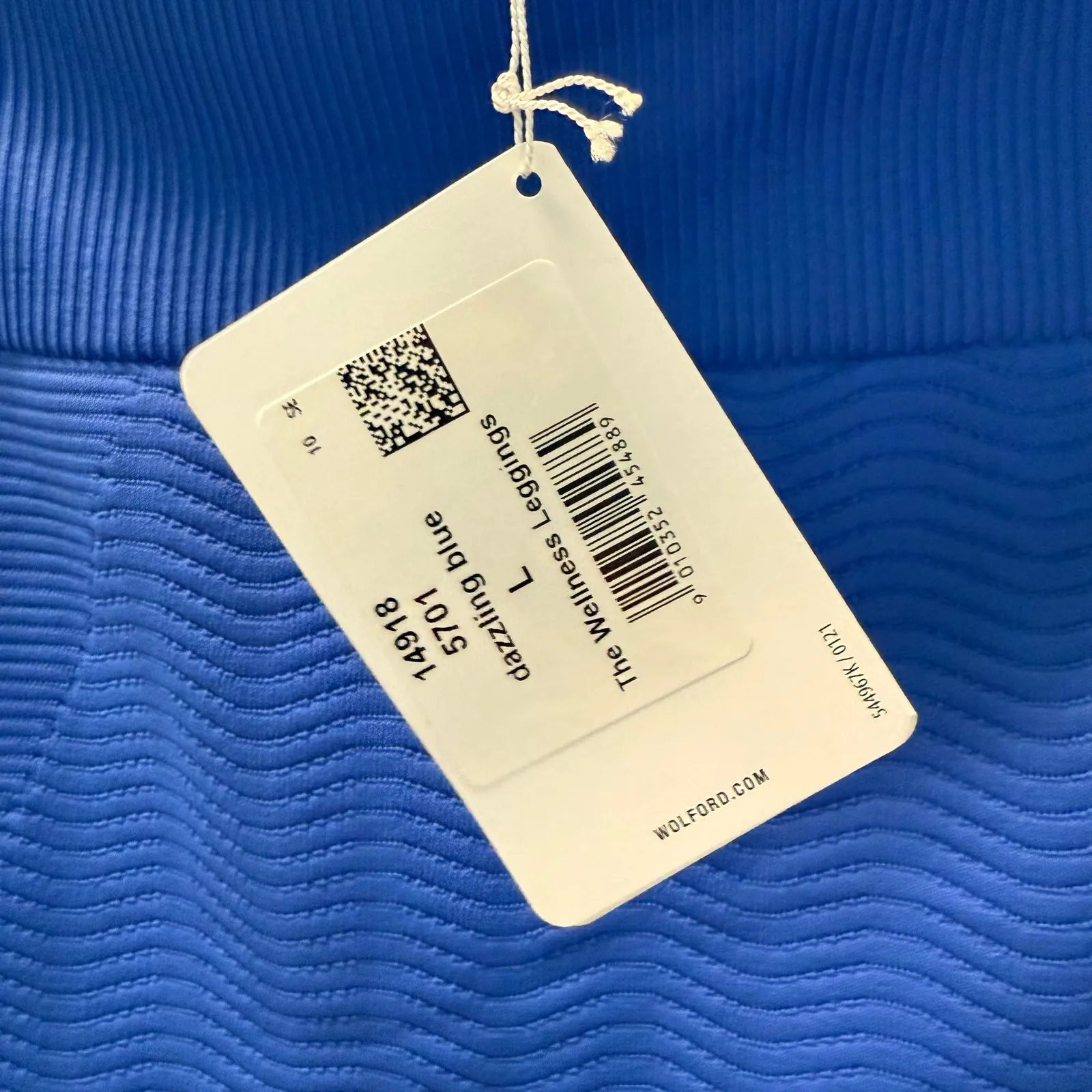 Wolford Wellness Compression Workout Leggings Dazzling Blue Ribbed L fits like M Size L - Image 5