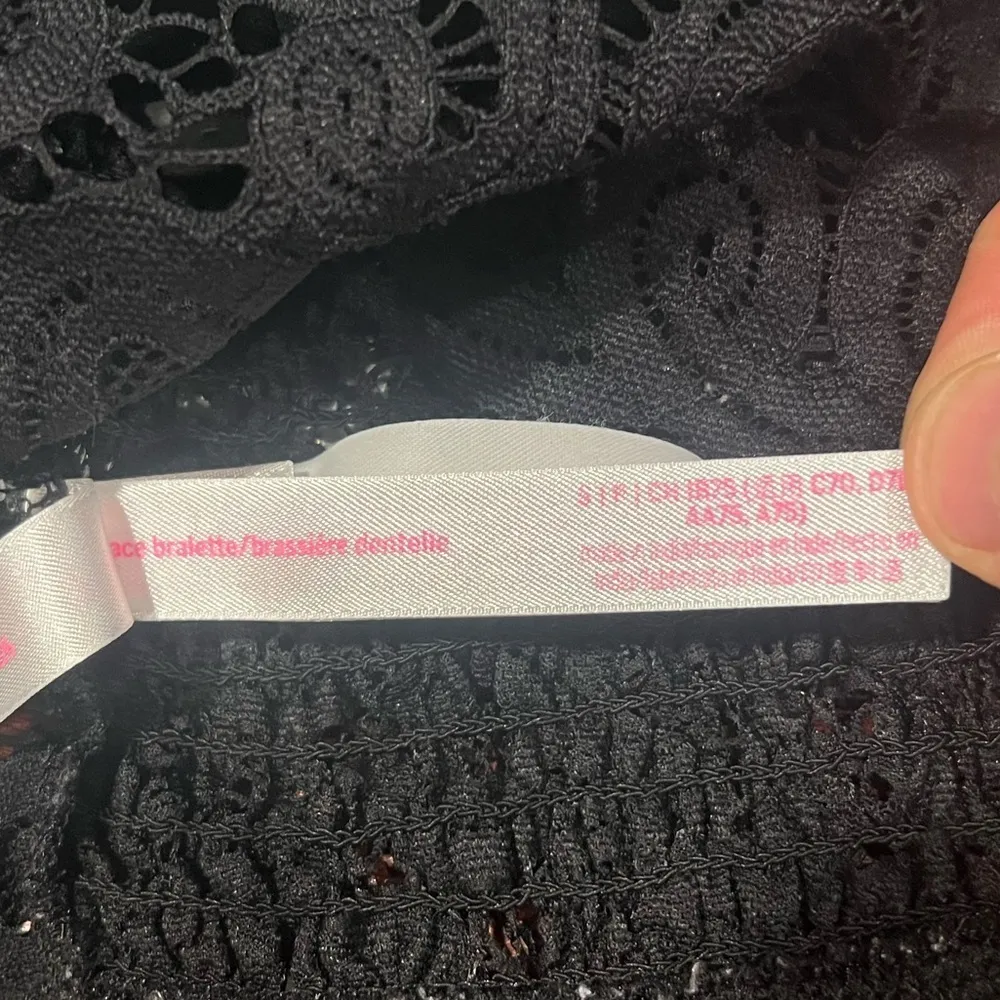 EUC Pink Victoria’s Secret bralette black lace bra back adjustable straps Sz S - Image 6