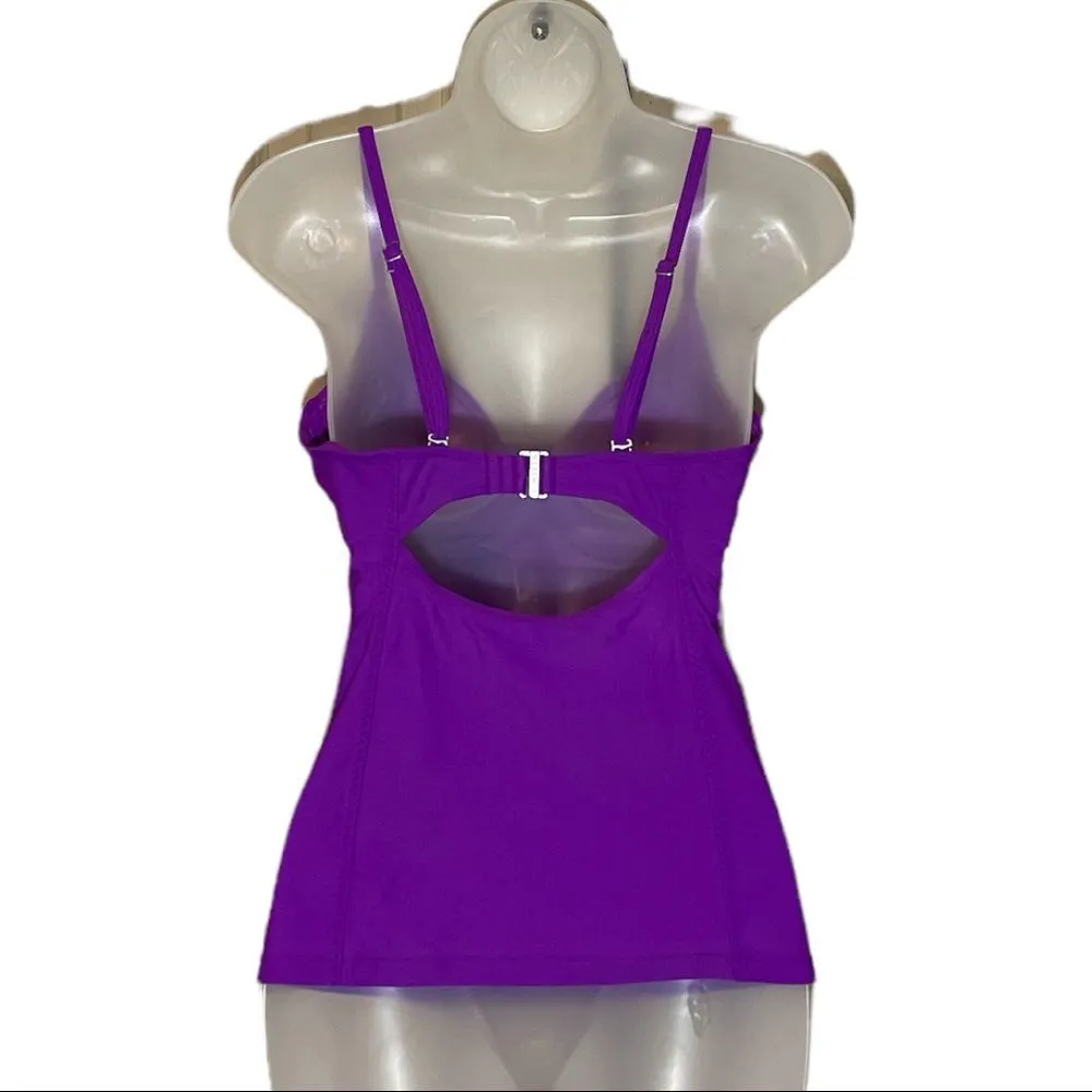 Athleta Bright Purple Athletic Tank Top Built In Underwire Bra 34D 34DD Tall - Image 4