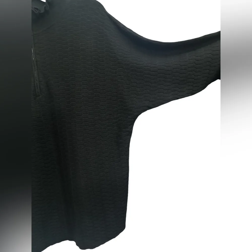 Vila Milano Ruffle Quarter Zip Pullover Size Large Black Textured Mock Neck NWT - Image 3