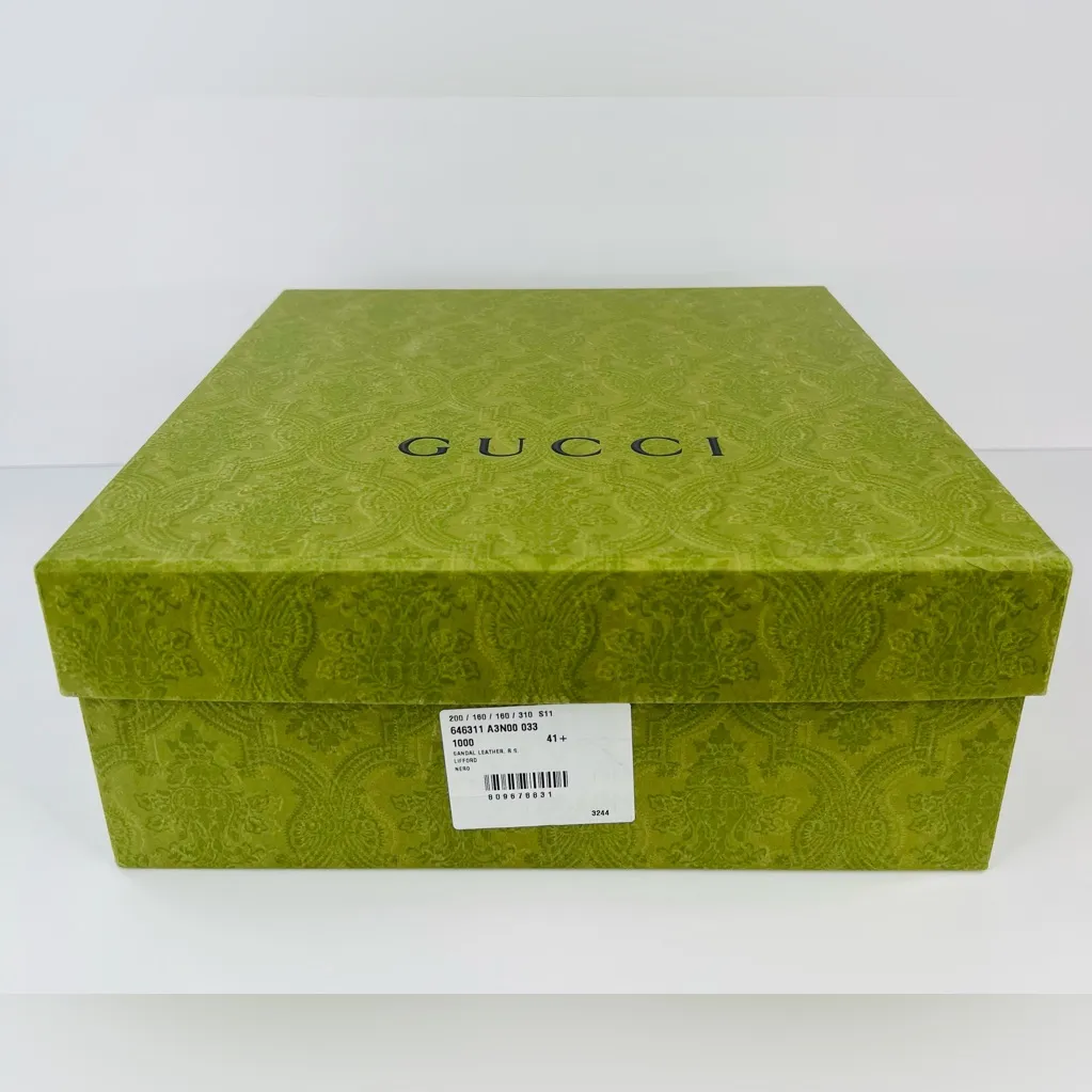 Gucci Galassia Aitana Lifford Black Leather Wedge Double G Logo Sandals EU 41.5 - Image 3