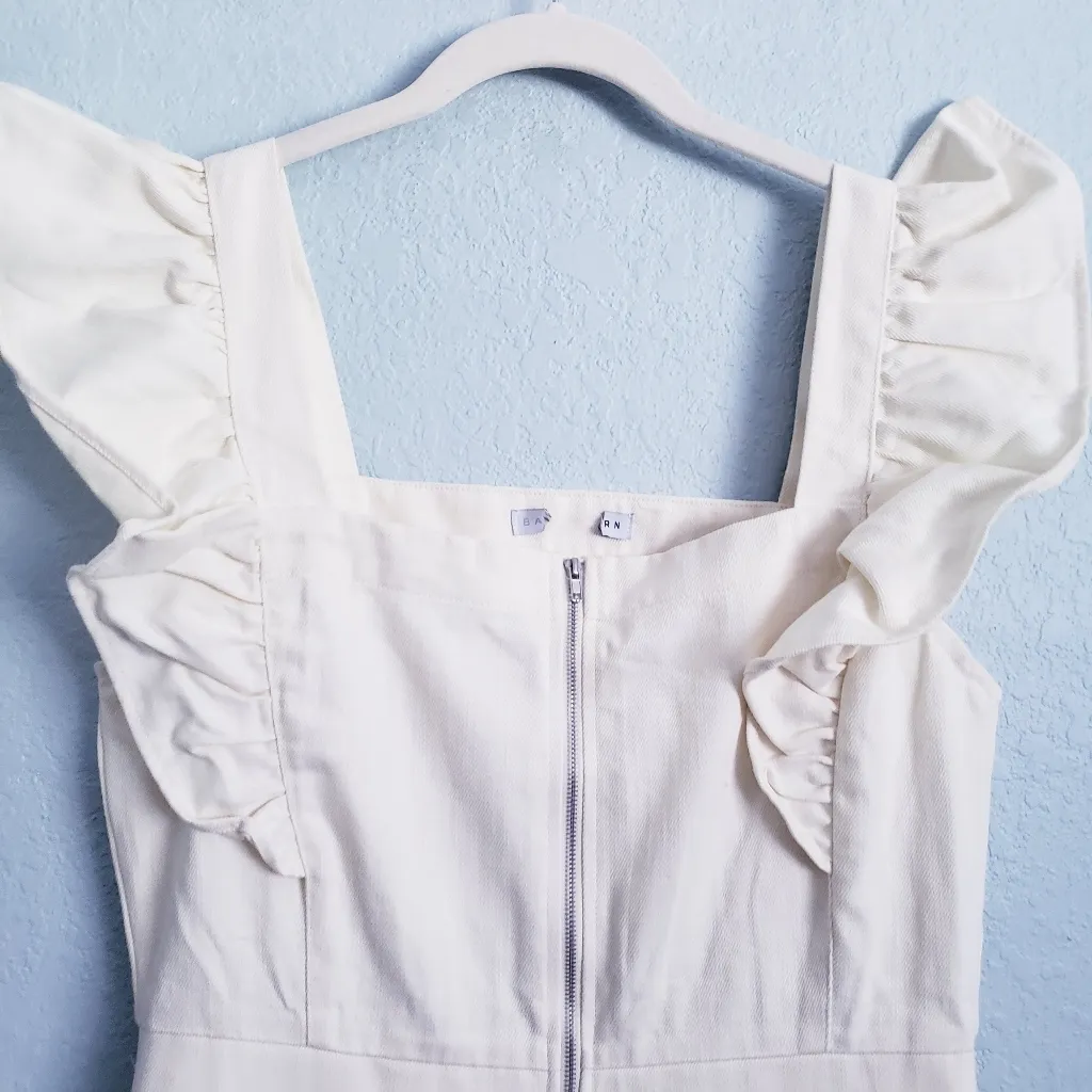 Baltic Born Montgomery Ivory Denim Ruffle Romper - Image 4