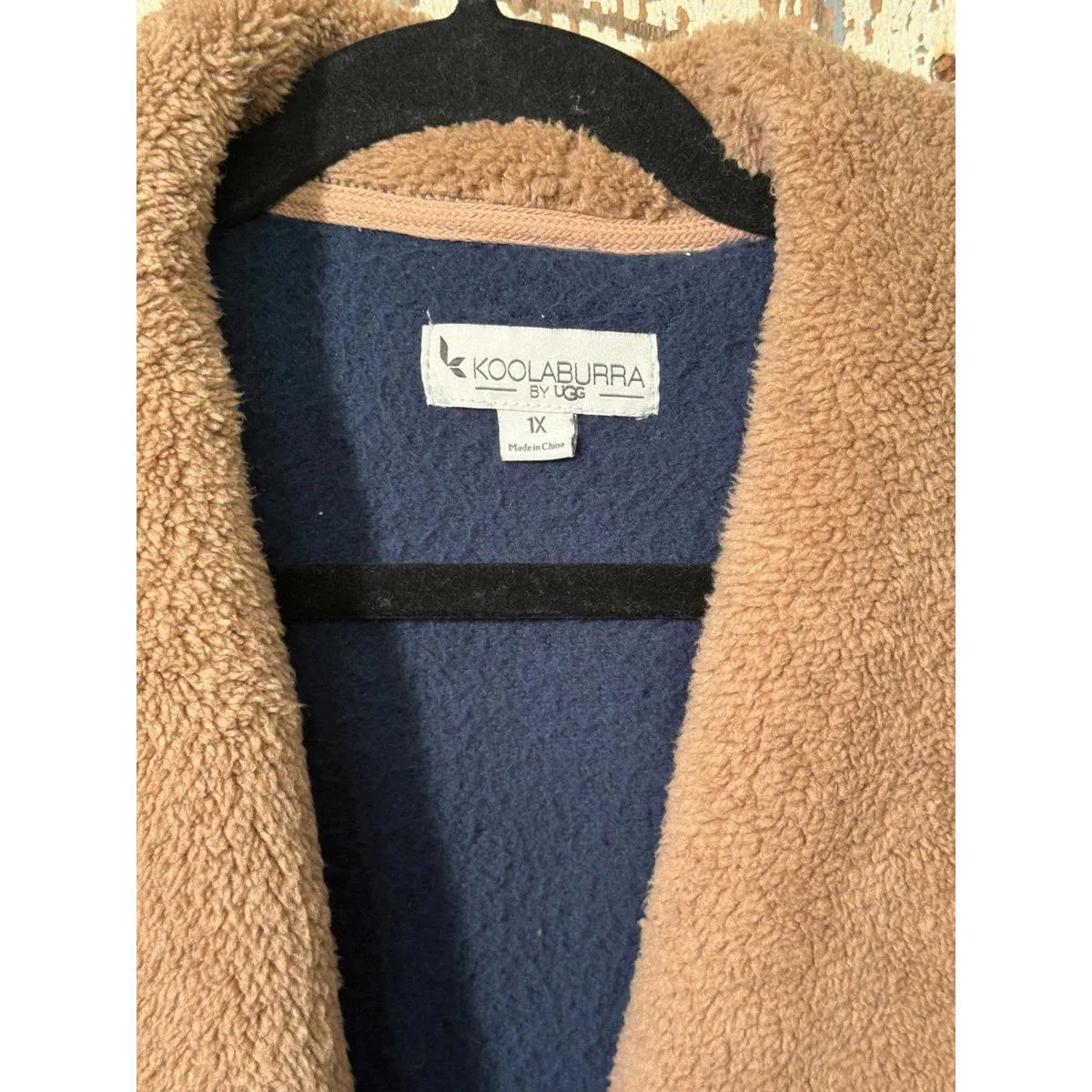 Koolaburra by UGG Sherpa Fleece Shawl Collar Cardigan Navy blue Tan size 1X - Image 2