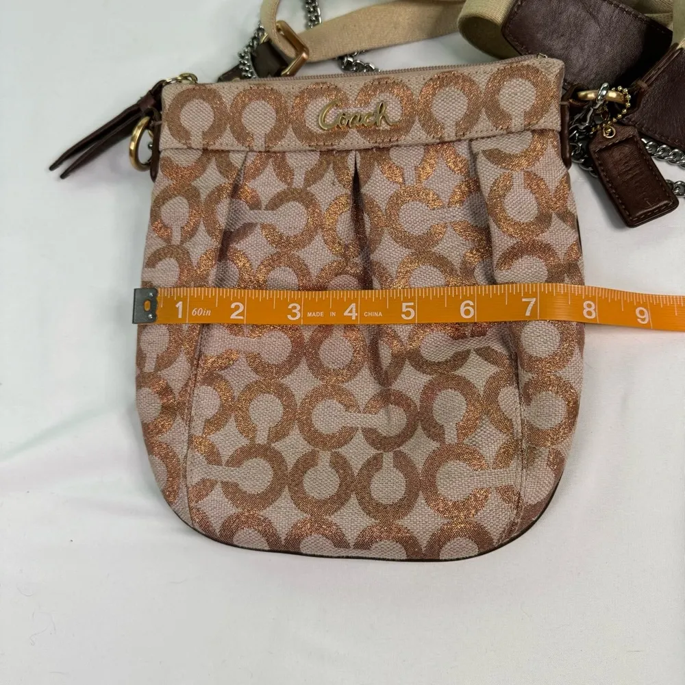 Coach Crossbody Purse Medium Signature C Rose Gold Metallic Chain Strap Y2K - Image 5