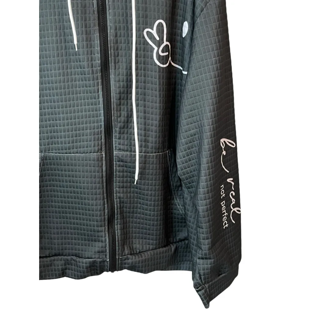 Fujian Ganzhou Oversized Hoodie Womens 9XL Green Be Real Logo Full Zip Waffle Size XL - Image 5