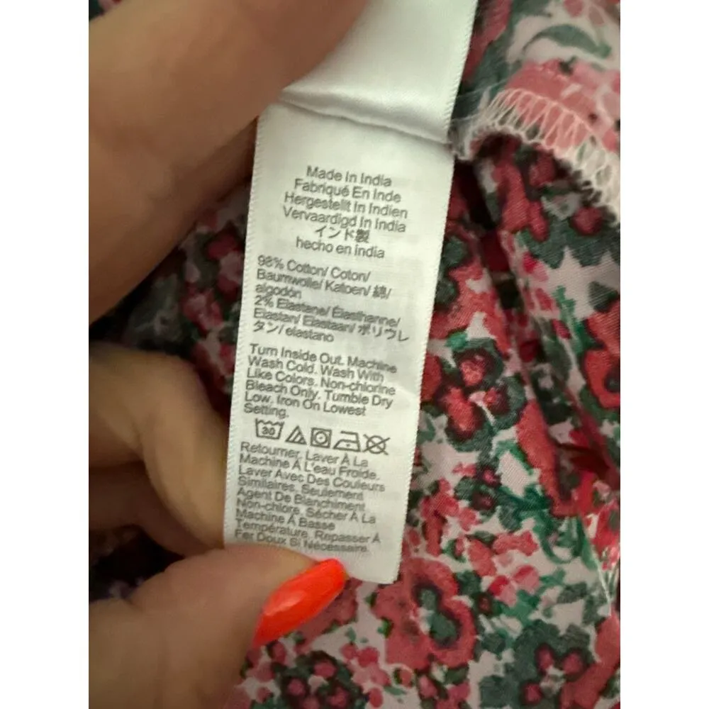 J. Crew Floral Cotton-Blend Poplin Ruffled Top in Pink cloud Classic Red Size XL - Image 11