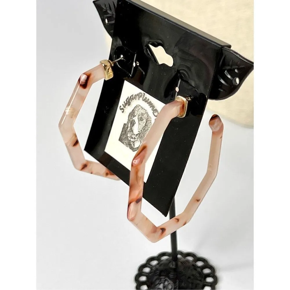 Pink Pearl Beaded Twisted Necklace & Bracelet, Hoop Pearl Earrings Set White - Image 5