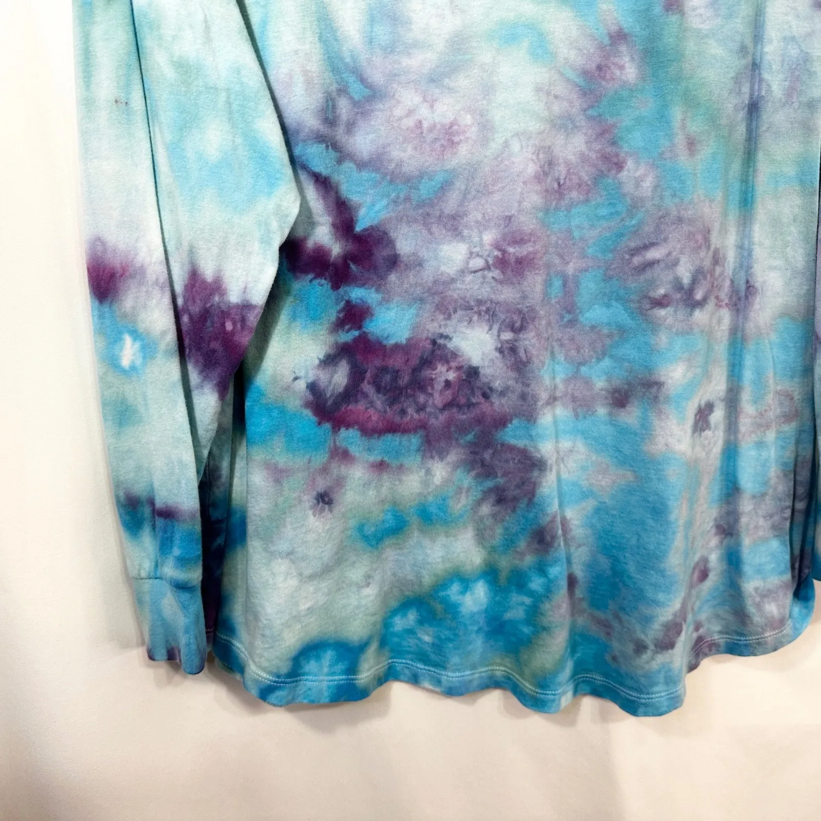 Terra & Sky Plus Size 2X Top Handmade Tie Dye Long Sleeve Blue Purple Boho 473 - Image 7