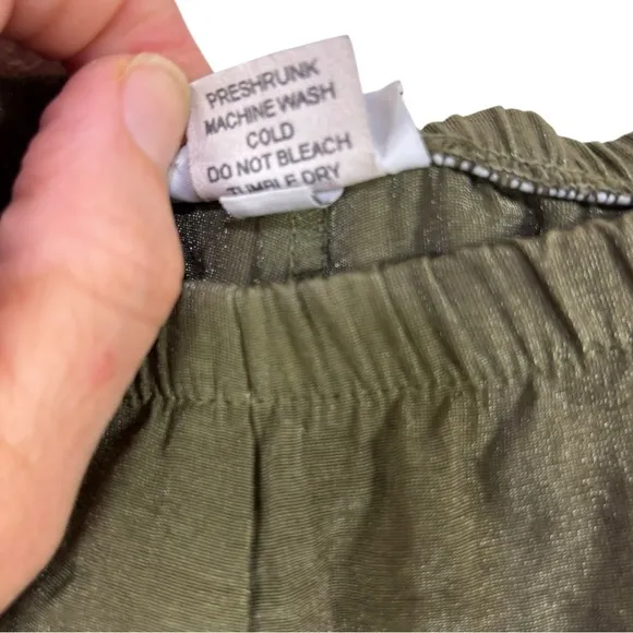 Habitat Wide Leg Baggy Green Pant Cupra Shimmer Sz M Lagenlook‎ Artsy Pull on - Image 5