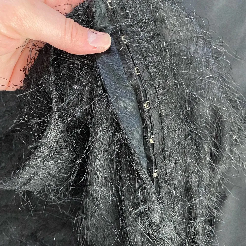 NWT Cache Black Long Tinsel Fringe Short Mini Skirt- Small - Image 5