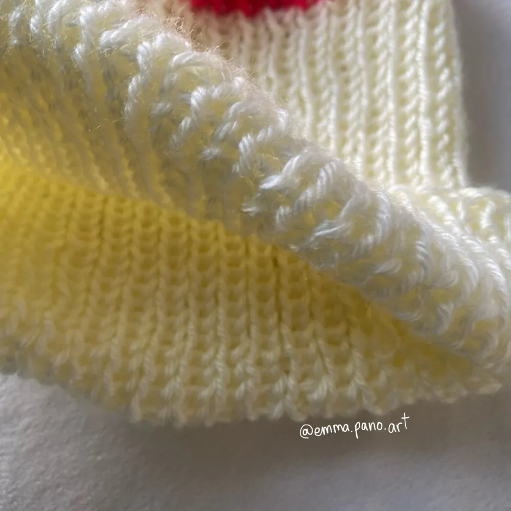 red and cream knit ribbed fisherman beanie hat - Image 8