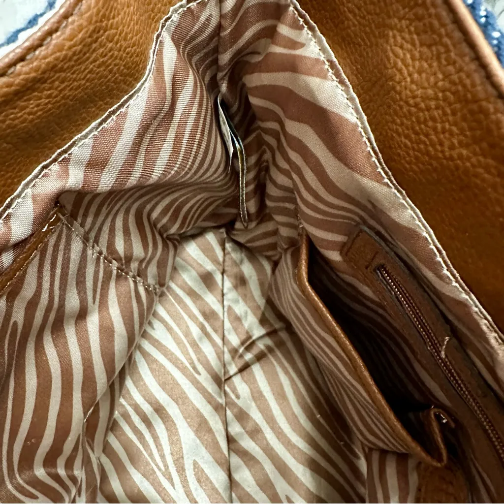 Dana Buchman Navy and Cream Canvas Striped Tote Leather Handles Sailing Vibes - Image 3