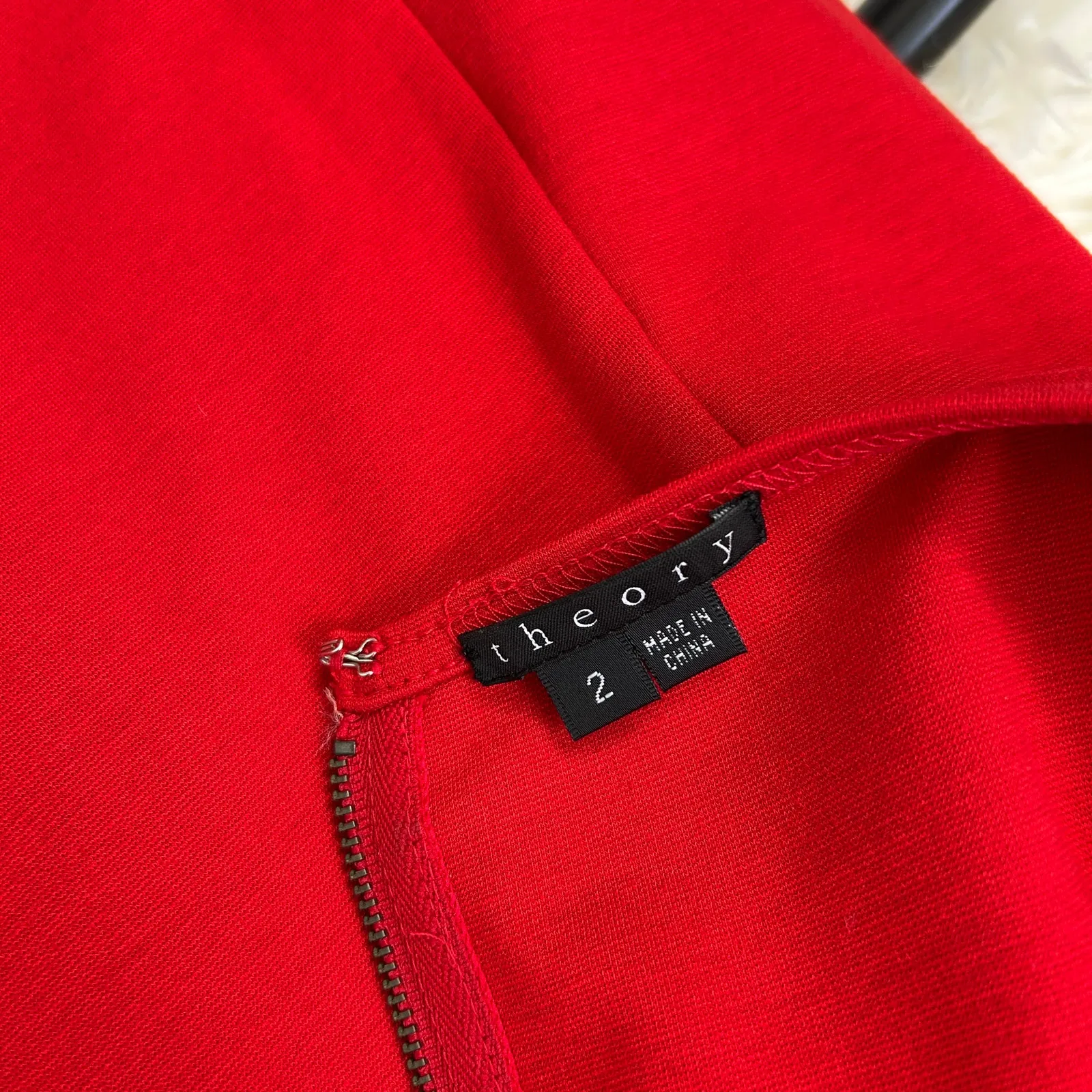 THEORY Red Dress Womens 2 Holiday Quiet Luxury Christmas Party Fit Flare Pockets - Image 6