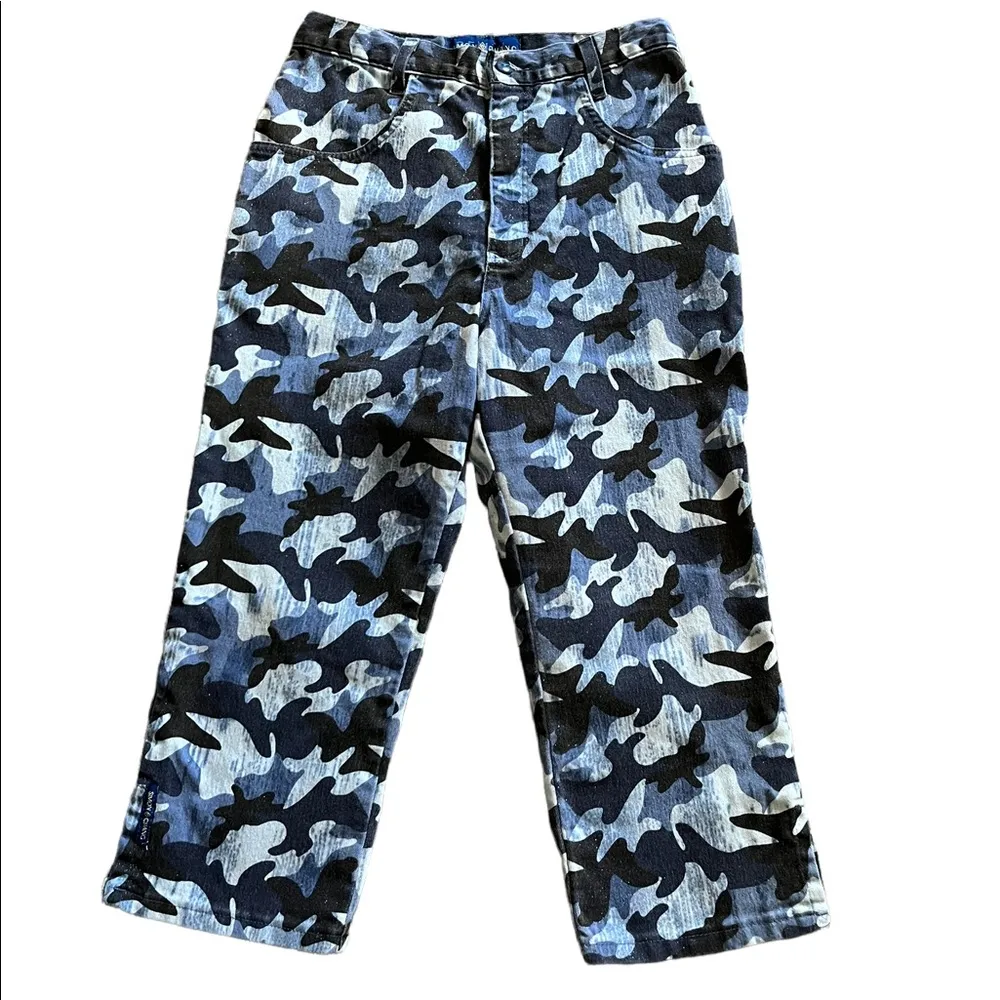 Simon Chang Y2K Blue Camo Metallic Print Hi Rise Cropped Jeans Size 6 - Image 2