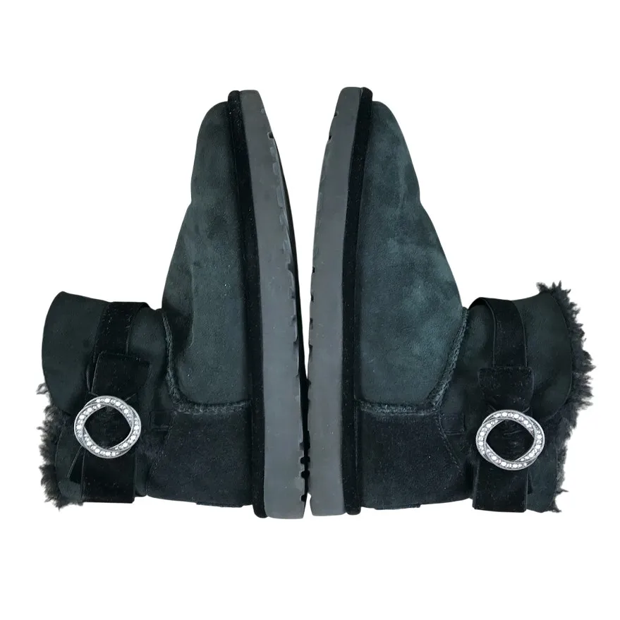 UGG Karlie Brooch Suede Bootie With Swarovski Crystals Sz 8 Black Feminine Comfy - Image 5